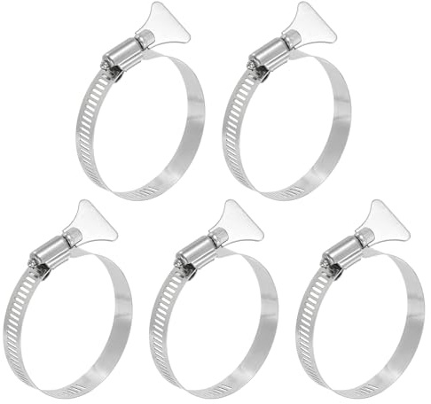 sourcing map 5Pcs Stainless Steel Hose Clamps Worm Gear Hose Clamp, 40-63mm (1-5/8to 2-1/2) Adjustable Thumb Screw Key Type Clamps Fuel Line Clamps 12mm Bandwidth for Plumbing, Automotive