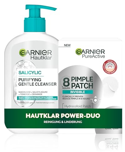 Garnier Hautklar Power-Duo: Hydrating Deep Cleanser für eine sanfte, feuchtigkeitsspendende Reinigung + 8H Hydrocolloid Pimple Patches für schnelle Pickel-Linderung
