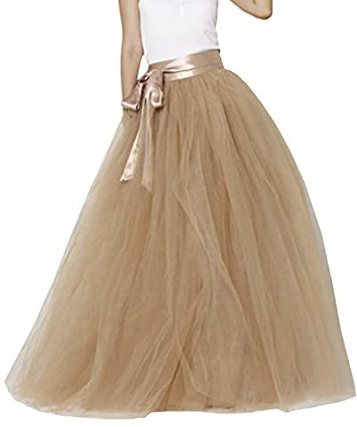 Tüllrock Damen Lang Tütü Rock Elastische Hohe Taille Maxirock A-Linie Faltenrock 1950 Petticoat Reifrock Unterrock Sommerrock Vintage Tüll Rock Pliseerock Faschingskostüme Halloween Karneval kostüm