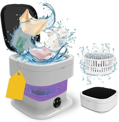 LCPKUTTR 10L Portable Washing Machine, 2 In 1 Foldable Mini Washer With Spin Combo, Collapsible Washer And Dryer For Underwear, Baby Clothes, Socks, Apartment, Travel EMF-1023(Purple)