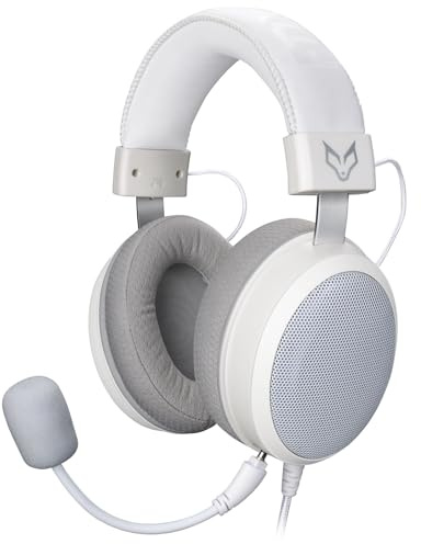 Fox Spirit DH0 - Micro-Casque Gamer Filaire 2m - Blanc - Compatible avec PS4/5 - Xbox Serie S/X - PC - Consoles - Confort & Immersion - Micro Amovible - Jack 3.5 mm