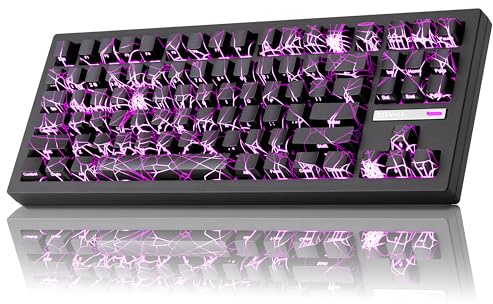 ZORNHER ZH870 Wireless Gaming Mechanical Keyboard,80% Black Custom Creamy Sound Keyboard with Spider Web IMD PC Keycaps,Creamy Sounding Linear Switches,Hot-Swappable,RGB Backlit,2.4GHz/USB-C/BT5.0