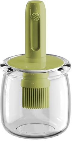 Saucen- und Ölflasche mit Pinsel - 2-in-1-Ölflaschenpinsel aus Glas0 | Ölspender mit Silikonpinsel | Einziehbarer Ölbehälter für Küche mit Pinsel | Nähzubehör