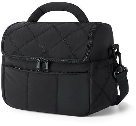 CRGANGZY Isolerade lunchpåsar för kvinnor, söt quiltad lunchlåda med justerbar rem, lätt puffig vattentät lunchpås, återanvändbar lunchkropp handväskor för arbetsskolans picknick