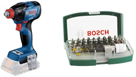 Bosch Professional 18V System Cordless Impact Driver GDX 18V-210 C (max. Torque 210 Nm, Without Battery/Charger) + 32pc. Screwdriver Bit Set (PH-, PZ-, Hex-, T-, TH-, S-Bit, Accessories)