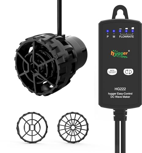 hygger Wave Maker for Aquarium Fish Tank Wave-Maker 12W, 3000L/H, 3 Modes, 6 Adjustable Rate Wavemaker Pump for Fish Tank 37-75L, Quiet Water Circulation Pump with Controller & Magnetic Base, UK Plug