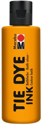 Marabu TIE DYE INK Batikfarbe in Mandarine, 80 ml Farbe auf Wasserbasis, vegan, strahlende Stofffarbe für helle Textilien bis 20% Kunstfaseranteil, 17300004225