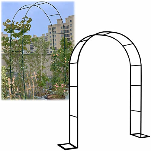 Arco de jardín de metal para exteriores, resistente enrejado, soporte para rosales, plantas trepadoras, cenador para bodas, caminos, césped, decoración de patios, 3,5 m, 2,8 m, 2,4 m, 1,8 m, 1,2