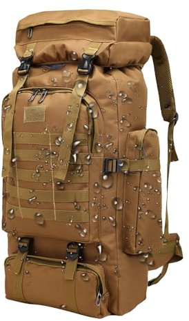 Mochila táctica 80L - mochila de senderismo impermeable de servicio pesado | Bolsa de supervivencia para acampar, paquete de aventuras de estilo militar, almacenamiento de equipos de caza, expedición