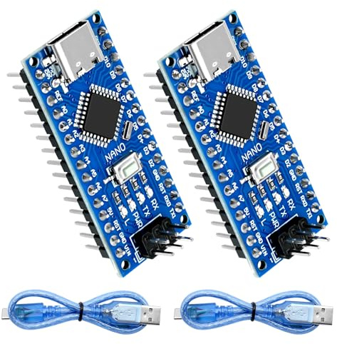 ARCELI Nano 328P Carte de développement V3 avec puce CH340 5V 16M Microcontrôleur Type-C Connecteur compatible Arduino IDE (2 pièces)