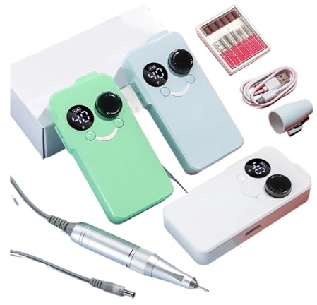 40000 RPM nagelpolerare, höghastighets elektrisk nagelborrsats med verktyg for nagelsliparhuvud, manikyrpoleringsmaskin nagelsalong(DMJ-BY02-White-USB)