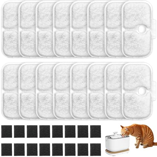 Filtros para Fuente de Gatos 16 Piezas Compatible con Petlibro Dockstream PLWF005/PLWF115 con Carbón Activado y Esponjas Triple Filtración