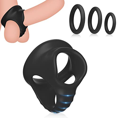 WEJFHBCOV Juego de anillos de silicona for pene SM con 3 anillos for pene, anillo de testículo elástico, anillo de pene, juguete sexual for retrasar la eyaculación for hombres y parejas(Schwarz)