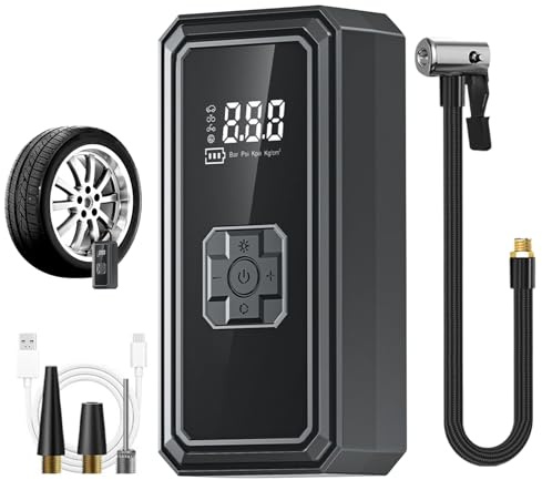 Generico Pompa per Pneumatici - con Luci E Display Digitale per Veicoli | Portatile Gonfiapneumatici per Auto,per Moto Bicicletta Berlina Gonfiabili Viaggio Outdoor Ciclismo Equitazione