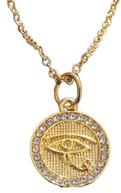 ZIAFRPN Halskette Hip Hop Ice Out Auge des Horus Runde Medaille Anhänger Halskette für Männer und Frauen Altägyptischer Schutzpatron Amulett Schmuck Geschenk Mode