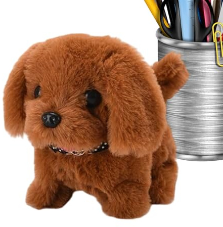 Fierudeng Chien Robot Réaliste - Animal De Compagnie Électronique Interactif Qui Marche | Jouet en Peluche De Chiot Électronique - pour Garçons Maison Voyage Anniversaire Noël