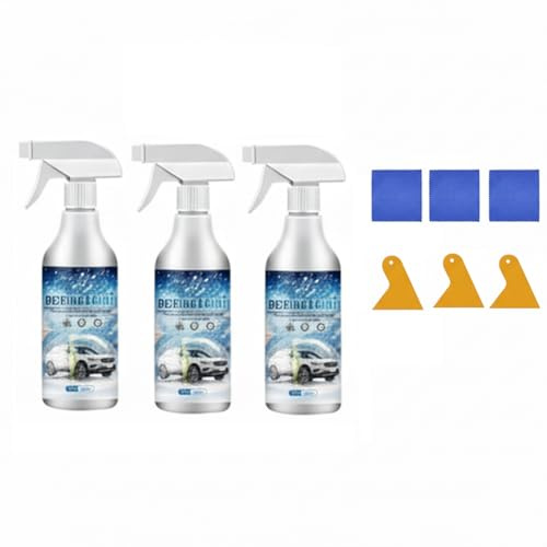 3Pcs Windshield De-Icer,Instantly Melts Ice & Winter Frost for Car Windshields,Window Snow Deicing Melting Spray,Winter Car Essentials,Melting Spray 60ml
