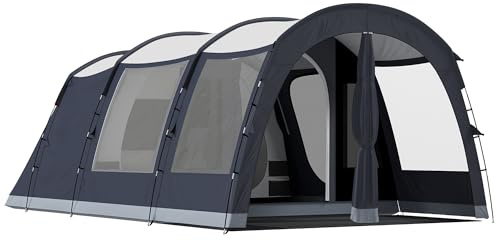 Outsunny Tenda Campeggio a Tunnel per 2-4 Persone Alta 210cm con 2 Stanze, Tenda da Campeggio Familiare Impermeabile 3000mm con 3 Porte, 6 Finestre, Gancio, Borsa Trasporto, per Trekking, Blu Navy