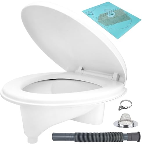 Xastro Complete Composting Toilet Kit with Urine Diverter & Toilet Seat Kit | 365x276mm Large Opening, Mirror Finish ABS, Cutting Template & Hose, for RV, Cabin, Boat, Off-Grid