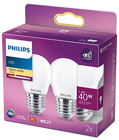 Philips Ampoule LED standard E27 4,3W-40W blanc chaud - L'unité
