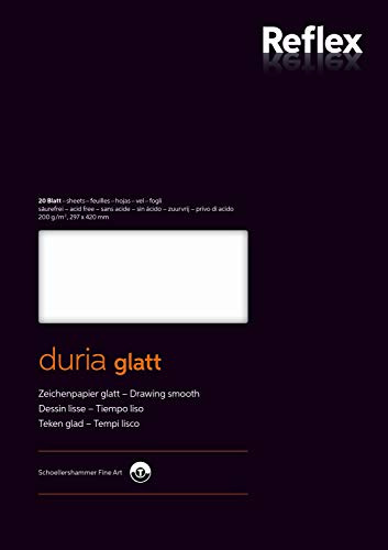 Schoellershammer Naturweißes Zeichenpapier Duria, Glatt, A3, 200 g/m², Block mit 20 Blatt VF5004223