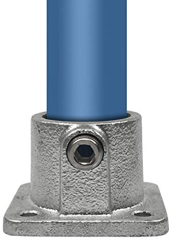 Klemp - Boden-Flansch, Quadratische Wand-Flansch, Decken-Flansch, Stütze, Temperguss galvanisiert, feuerverzinkt, inkl. Schrauben Typ 11D - 42,4 mm / 1 ¼