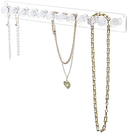 Halsketten Hakenleisten Wandregal Ketten Schmuck Aufbewahrung Hängend, Schmuck Halterung Ohrringhalter Wandhaken, Schmuck Organizer Wandgarderobe Mit 12 Haken Für Schmuck Halskette Ring Und Ohrring