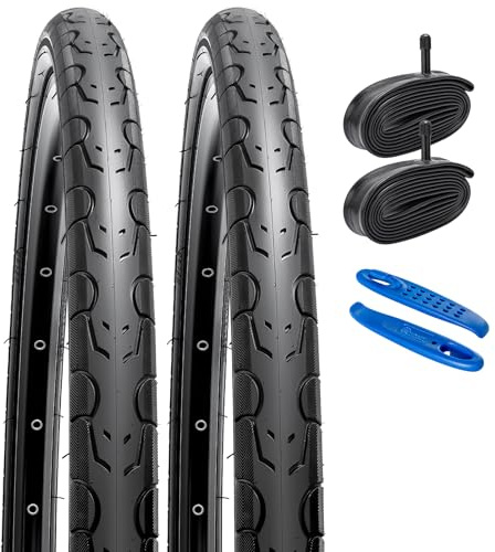 YUNSCM 2-PCS 26 Road Bike Tires 26x1.50/40-559 and 26 Heavy Duty Bike Tubes Schrader Valve Compatible with 26 x 1.50 26X1.5 Bike Bicycle Tires and Tubes (Y-529)