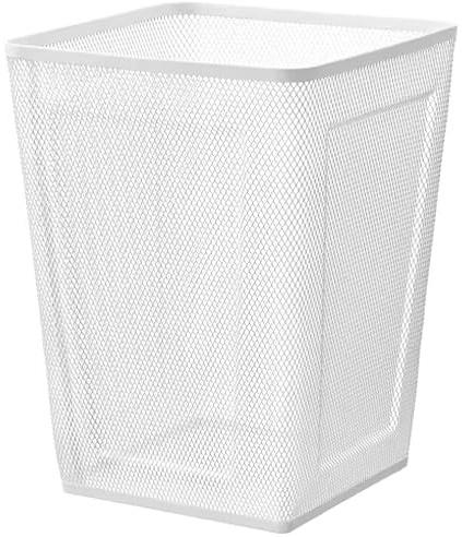 I-K-E-A DRÖNJÖNS Wastepaper Basket Steel Mesh Wastebasket Trash Can Waste Basket Garbage Can Bin for Bathrooms Kitchens Home Offices Lightweight White +Free Shoe Bag