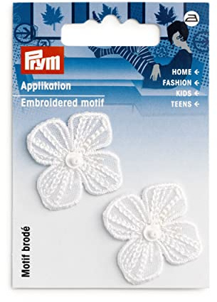 Prym 926701 Applikation Blumen festlich weiß klein