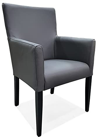 Quattro Meble Dunkelgraues Echtleder Esszimmerstühle Kross Arm Extra mit hoher Rückenlehne Leder Stühle Lederstühle Sessel mit Armlehnen Esszimmer Stuhl Echtleder Toledo Anthrazite