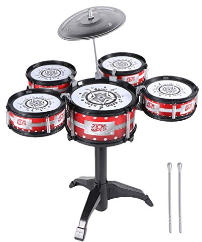 SAFIGLE Elektronisches Schlagzeug Schlagzeug -Trommelset Spielzeug für Kinder Baby-Trommelset Kind Mini-Musiktrommel-Spielzeug Mini-Band-Rock-Set Musikinstrumente Mini-Schlagzeug