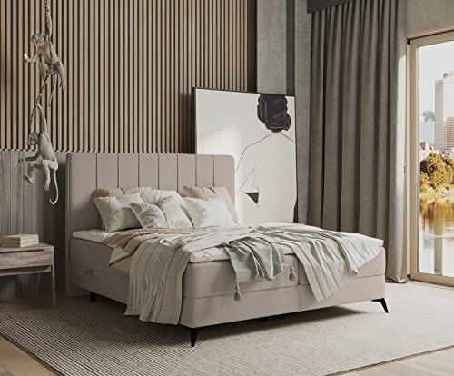maison de reve AGGAZ Premium Boxspringbett, Wood, BEIGE, 200x200 cm