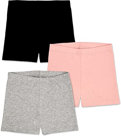 TRAMLE Girls Cotton Sports Shorts Breathable and Comfy Kids Shorts 3 Pack (3-4 Years Old) Stretchy Dancing Bike Pants for Girl Sports Play worn outside