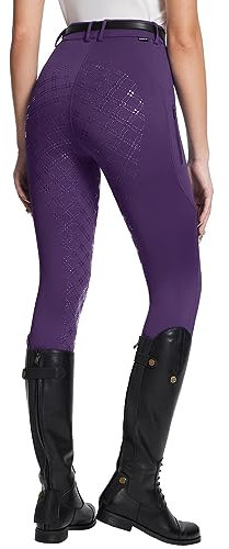 BALEAF Ridbyxor dam ridning ridning leggings silikon strumpbyxor med dragkedja sportbyxor, lila, M
