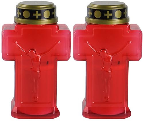 Croce Senza Fiamma Candele 2Pcs Religiosa Devozionale LED Religiosa LED Di Candele Alimentate A Batteria Finta Regalo Rosso