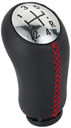 Juttzzei 5 Speed Car Shift Knob Fit for Renault Car Gear Knob (Redline) | Upgraded Leather Renault Clio Gear Stick Knobs, Fit for Renault Clio Megane 2 Scenic 2 MK3 MK2 Kangoo Car Gear Shift Knob