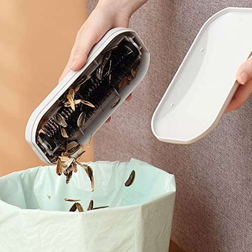 Handheld Crumb Sweeper, Reusable, Dust Removal Easy to Clean Multifunctional, Nutshell Soft Bristles Debris Collector for Table, Mat, Bed Sheets, Sofas, Clothes Cleaning Brush (White)