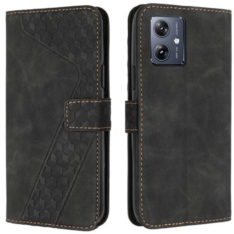 OKZone Funda para Motorola Moto G14, PU Cuero Flip Carcasa Fundas Móvil de Tapa Libro Caso Piel PU para Motorola Moto G14, Billetera Tarjetero Case Telefono Cubrir Móvil Phone Cover (Negro)