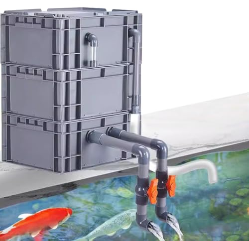 Aquarium Filter, 3 Etagen Außenfilter Tank für Fische & Wassertiere Pool Teich, Pumpe und Filtermaterial sind Nicht enthalten, Einfache Reinigung und Montage (Farbe : Blau, Größe : 30x20x35cm)
