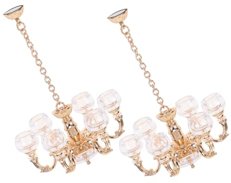 Hohopeti Mini-kronleuchter Im Maßstab 112 Realistische Simulation Mini-Lampe Für Wohnzimmer- 2 Miniatur-deckenlampen-Requisiten Für Mini-