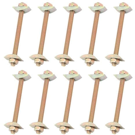 Finoki - Connettori per piani di lavoro, 10 pezzi, M8 x 100 mm, connettori per mobili, connettori da tavolo, in legno massello, per librerie, letti, mobili