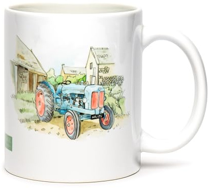Tractor Lovers Pottery Mug Featuring Our Farm Cottage Brands Old Fordson Major“ Tractor Picture on Both Sides. Dishwasher and Microwave Safe (AC078)