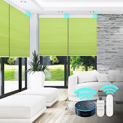 Grandekor Elektrische Jalousien,Wabenplissee Plissee Verdunklung ohne Bohren nach maß,wärmeisolierter Smart-Rollo mit Trockenbatteriebetrieben,für Fenster Breite(40-120cm) Höhen(50-200cm)