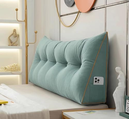 MGEMJMJ Rückenkissen Für Bett Couch Lesekissen, Keilkissen Kopfteil Bett, Kissen Bett Rückenlehne, Buchkissen Lendenkissen Bett, Stützkissen Zum Lesen(Size:200x50x20cm,Color:Green)