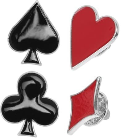 LALADEFIEE 4 Stück Pokerbroschen aus Zinklegierung Anstecknadel Anzug Kleiderbrosche für Hemd und Revers Farbbeständig Formstabil zu Weihnachten