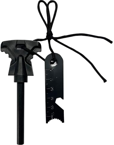 Masterproof Feuerstahl/Feuerstarter/Feuerstab/Feuerstein/Zündstein/Magnesiumstab Ø 8mm mit 6in1-Schaber und Paracord