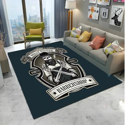 SHAOPENGA Zone Tapis Barber Shop Crâne Vintage Signe Tapis Tapis pour Maison Salon Chambre Canapé Paillasson Décor Tapis 50X80Cm