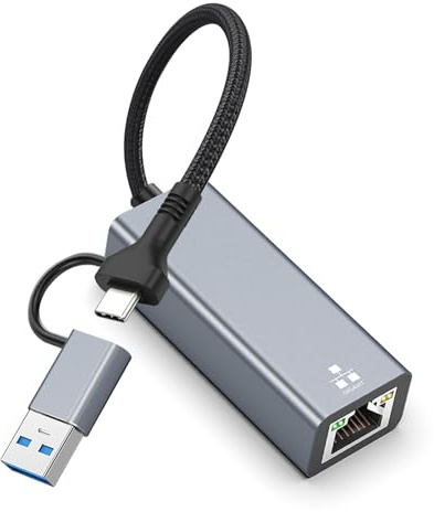 DERSUR USB C to Ethernet Adapter, 1000 Mbps USB 3.0 Wired Network Converter Plug Play, Gigabit Ethernet Type-C to RJ45 Network Adapter for Laptop, Windows XP, MAC OS, Linux, Vista 7 8 10 11 More