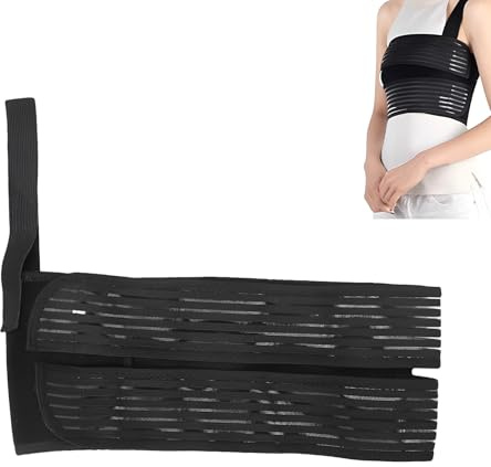AONAYO Bandage nervuré, protection des côtes, respirant, réglable, pour femme, taille L, convient pour le bandage de côte cassé, homme et femme